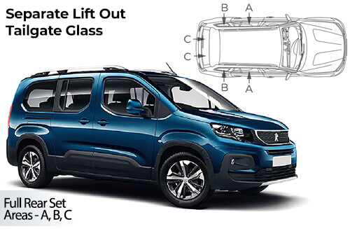 Car Shades - Peugeot Rifter L 2018> Full Rear Set