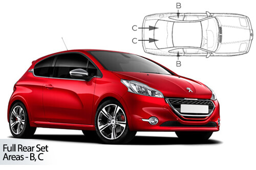 Car Shades Peugeot 208 3 door 12>19 Full Rear Set